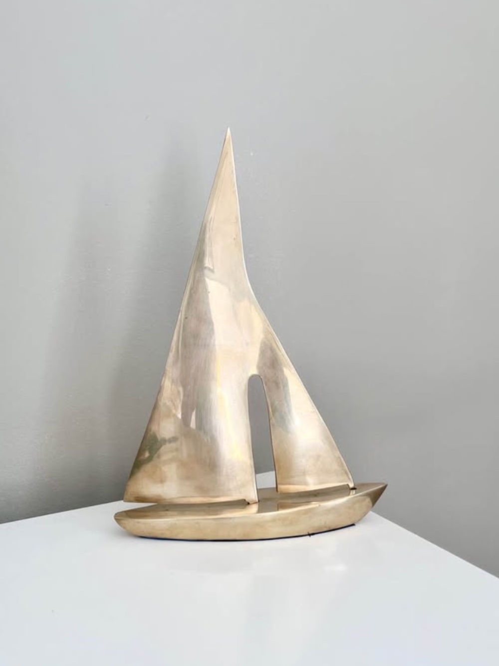 Vintage Brass Sailboat Coastal Nautical Shelf Decor
